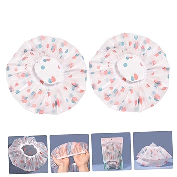 Beaupretty Women's Large Shower Cap Thick Hair Cap for Women Waterproof Shower Hair Cap 2pcs Set Delicate Design