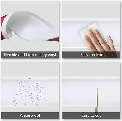 Flexible Baseboard Molding Trim 4Inch x 10Feet White Vinyl Wall Base Self-Adhesive, Peel and Stick Baseboard Molding Rubber Baseboard, Peel and Stick Trim Molding Baseboard Trim(4in x 10ft, White)