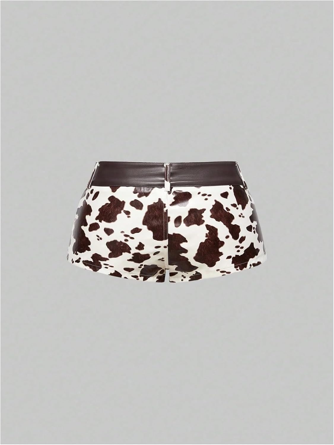 SHENHE Women's Cow Print PU Leather Micro Shorts Y2K Vintage Low Waist Casual Mini Shorts