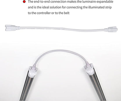 T5 T8 Extension Cords,4PCS Double End LED Lamp Connecting Wire,3-Prong Extended Power Cable Compatible with Integrated LED Tube Light,Under Cabinet Light,White