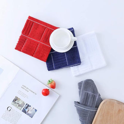 Glynniss Kitchen Dish Cloths for Washing Dishes, Cotton Dish Rags for Drying Cleaning, Pack of 8 Dishcloths (Navy Blue, 12x12 inches)