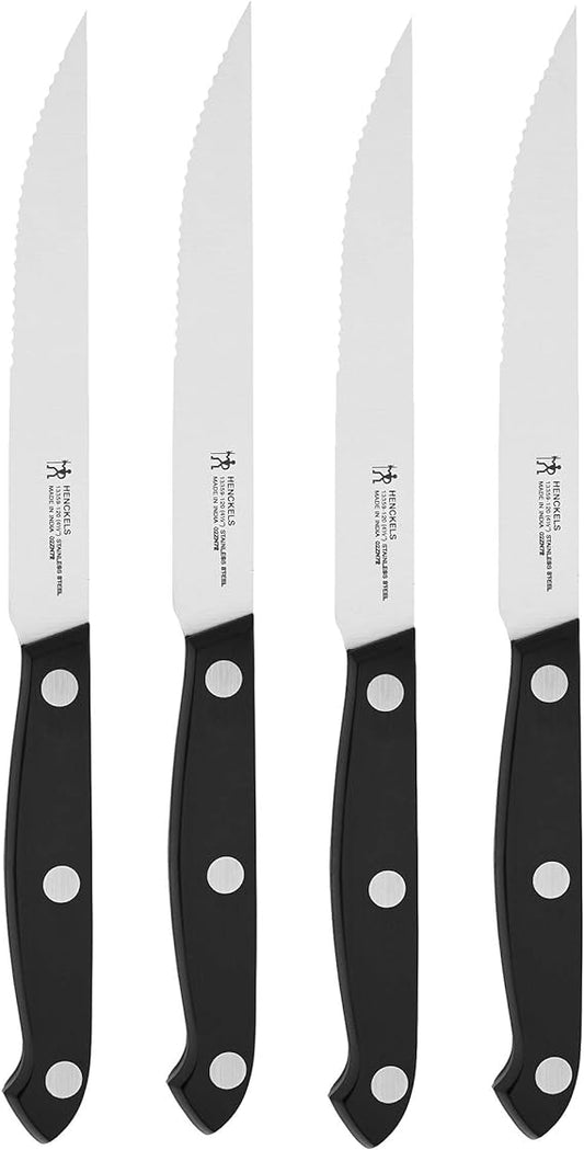 HENCKELS Prime Razor-Sharp Steak Knife Set of 4, German Engineered Informed by 100 Years of Mastery,Black