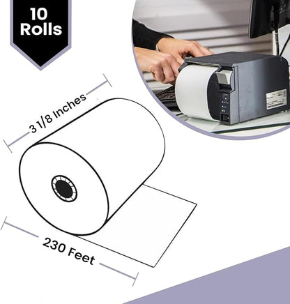 3 18" x 230' Thermal Paper Rolls - Comes in Bright White Color - Crisp  Clear Images - BPA Free - Ideal for POS System (10 Rolls Per Case)