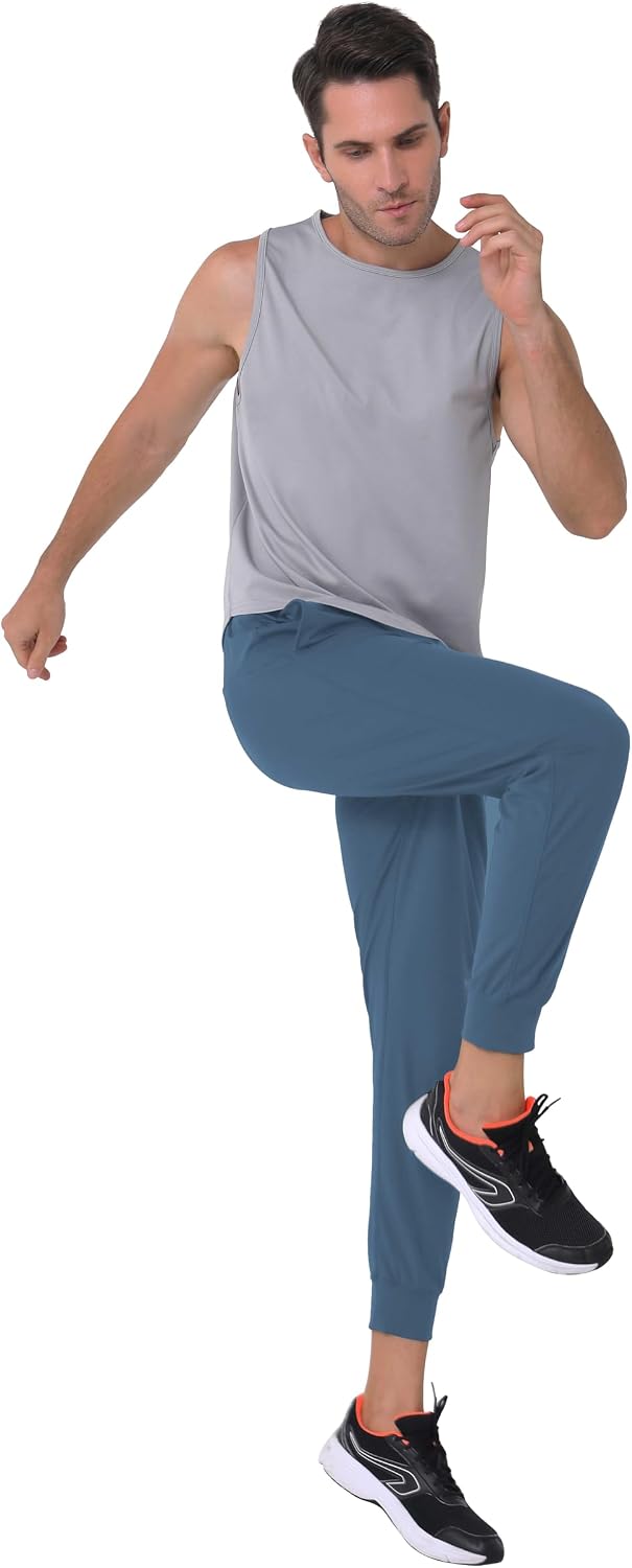27" Inseam Athletic Jogger Pants for Short Men 7/8 Quick Dry Workout Tapered Stretch Sweatpants Casual
