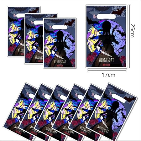 ELODEK 30pcs wednesday addams Birthday Party Gift Bags Candy Bags Goody Bags wednesday addams Birthday Party Supplies Decorations (2)
