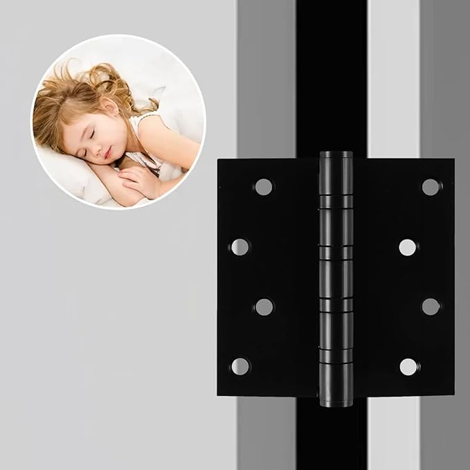 Black Exterior Door Hinges 4 Inch,Wide Throw Commercial Matte Door Hinges