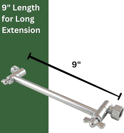 High Sierra Showerheads - Adjustable Shower Arm Extension for Shower Heads - Extra Secure Locking Mechanism - Rotating Nut for Perfect Installation - 9" Shower Extension Arm - Solid Metal - Chrome