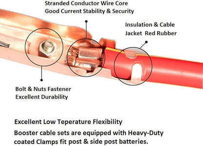 A ABIGAIL Heavy Duty Jumper Cables, Booster Cables 1 Gauge 800A 25 Ft Booster Jump Start Automotive Jumper Cables Kit for Car, SUV, and Trucks with Professional Clamps and Carrying Bag