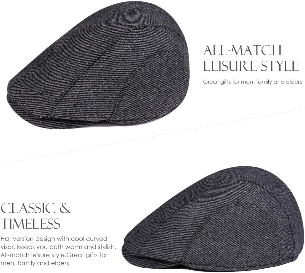 Sumolux Mens Newsboy Cap Winter Beret Hat Cabbie Flat Cap