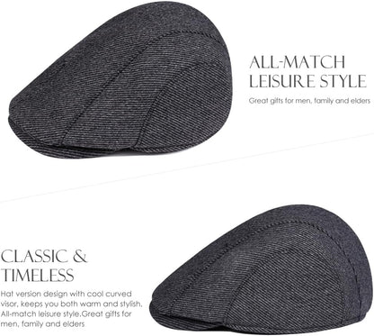 Sumolux Mens Newsboy Cap Winter Beret Hat Cabbie Flat Cap