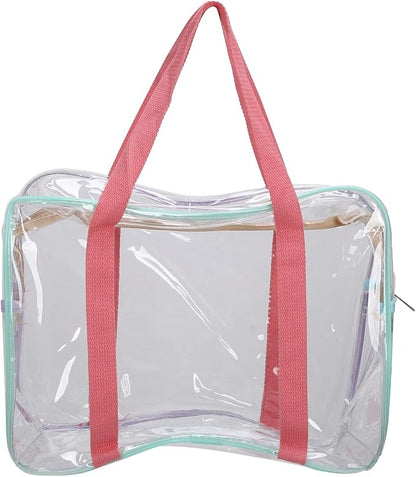 Large Clear Shoulder Bags, Large Clear Tote Bag Pvc Material Zipper Closure Comfortable Handles, Practical Leakproof Clear Large Handbags For Travel Swimming Beach Sports L Size