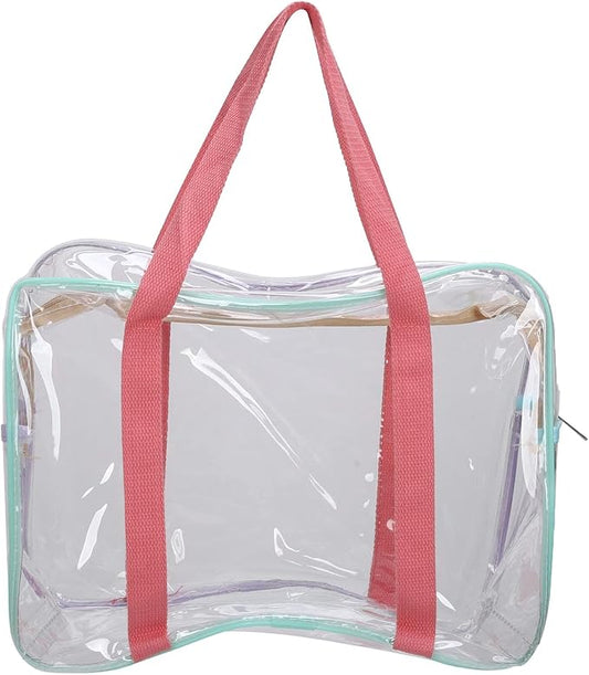 Large Clear Shoulder Bags, Large Clear Tote Bag Pvc Material Zipper Closure Comfortable Handles, Practical Leakproof Clear Large Handbags For Travel Swimming Beach Sports L Size