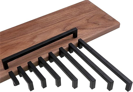 Modern Square Cabinet Handles, 10.5" Matte Black Cabinet Pulls Drawer Pulls Furniture Hardware for Kitchen Cabinets Cupboard Drawer Handles