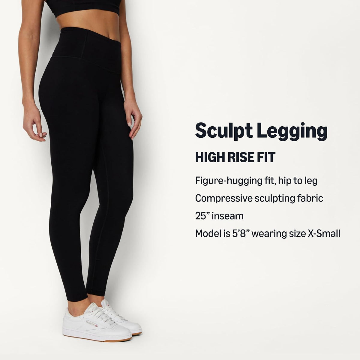 Essentials Women's Power Sculpt High Rise 7/8 Workout Length Legging with 25" Inseam.