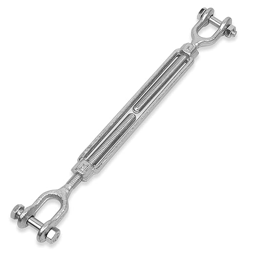 Hot Dipped Galvanized Steel Jaw and Jaw Turnbuckle - Heavy Duty Turnbuckle, 38" Threaded Diameter x 12in,3500 lbs Working Load Limit - Durable,Weather Resistant