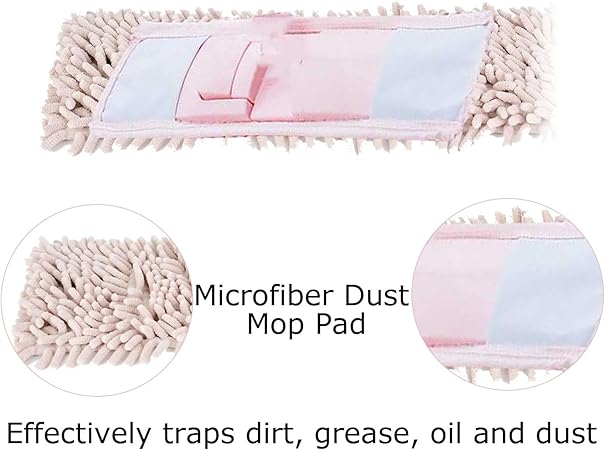 Jerliflyer Microfiber Dust Mop Pad, Wet Dry Floor Cleaning Mop Replacement Pad, Mop Pad with Extra Chennai Fill for Tiled Floors, Hardwood Floors (Cream Colour)