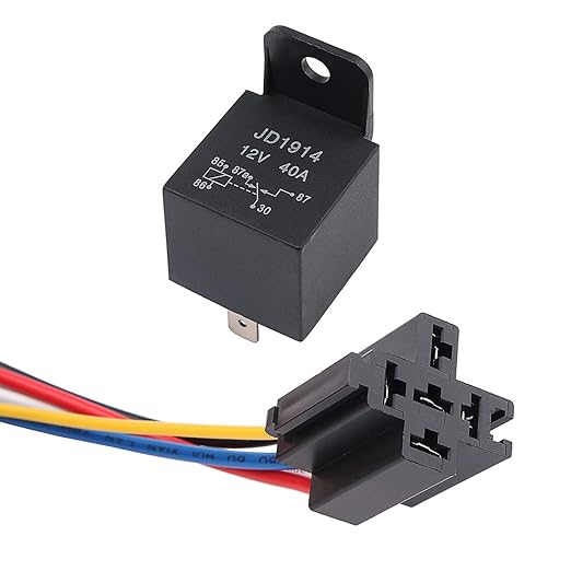 3040Amp Automotive Relay with Socket Heavy Duty for Truck Car Van Motorcycle Boat Relay 1-Pack 5 Pin 12V DC