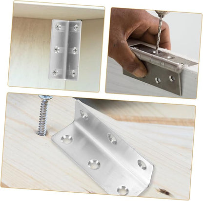 Homoyoyo 6pcs Stainless Steel Corner Brackets Furniture Corner Joints Brackets for Wood Shelves Braces for Cabinets