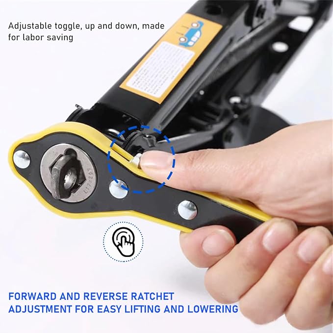 Jack Ratchet Wrench, Forward and Reverse Easily Switch Ratchet Wrench for Scissor Jack, 360 Swivel Labor Saving Jack Lift Speed Tool for Cars SUV, Universal Car Accessories (Wrench)