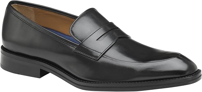 Johnston & Murphy MenТs Meade Penny Shoes | Dress Shoes for Men | Italian Leather Shoes | Leather & Rubber Sole | Removable, Molded Cushioned Insole