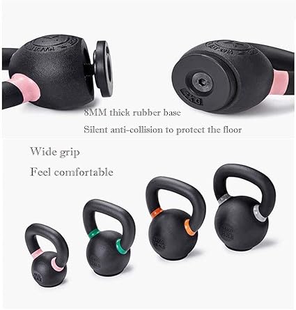 AGYH Black Cast Iron Kettlebell, Rubber Base, 4kg  8kg  12kg  16kg Home Gym Muscle Strength Training Equipment (Size : 16KG35.2LB)