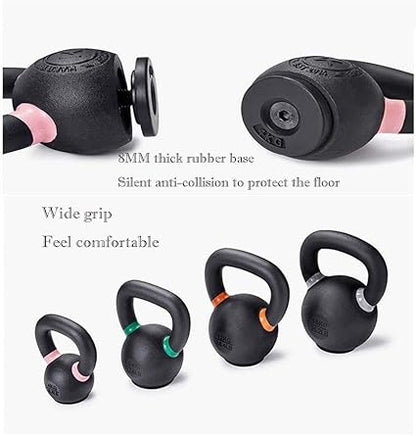 AGYH Black Cast Iron Kettlebell, Rubber Base, 4kg  8kg  12kg  16kg Home Gym Muscle Strength Training Equipment (Size : 16KG35.2LB)