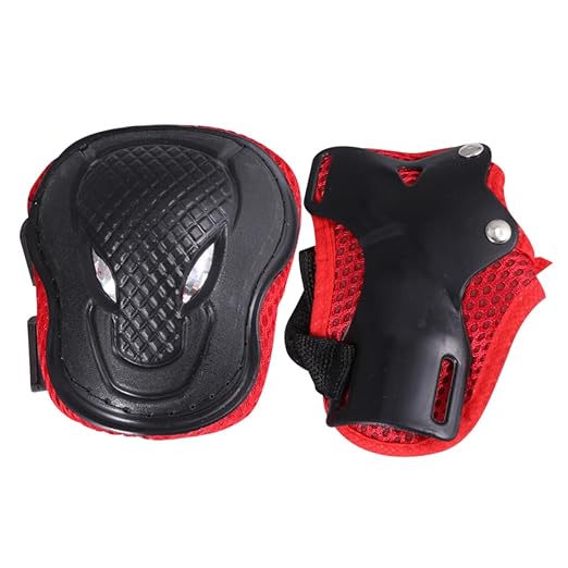 2 pcs Protective Gear Kit for Adults Knee Pads Elbow Pads and Roller-Skate Protectors for Skating Biking Skiing and Outdoor Sports Black and Red