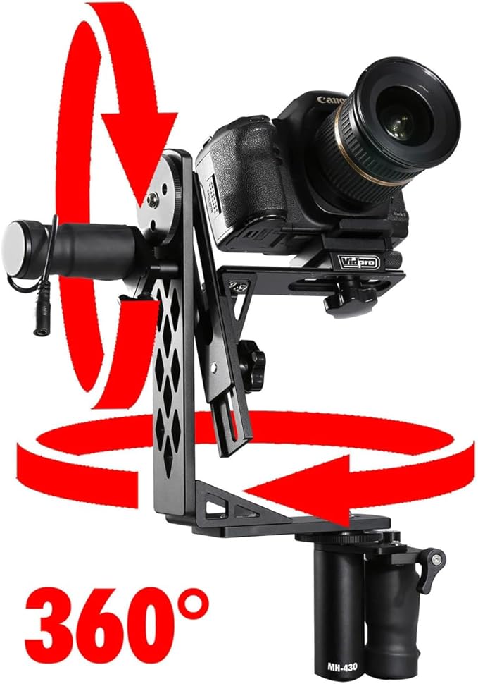 Vidpro MH-430 Motorized Pan & Tilt Gimbal Head - Complete Set Includes Joystick Cables Adapter and Carrying Case - Remote Control Pan Tilt and Rotate DLSR Camcorder Video Equipment Compatible