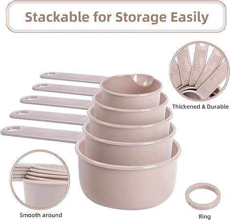 11PCS Measuring Spoons and Measuring Cups Set, Stackable Cups and Spoons, Nesting Cups Spoons for Cooking Baking Supplies, Kitchen Gadgets Essentials Tools