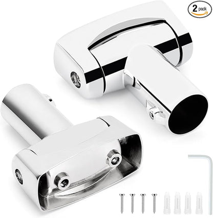 2pcs Shower Curtain Rod Bracket, Zinc Alloy Single Swivel Flange, Easy Installation Heavy Duty