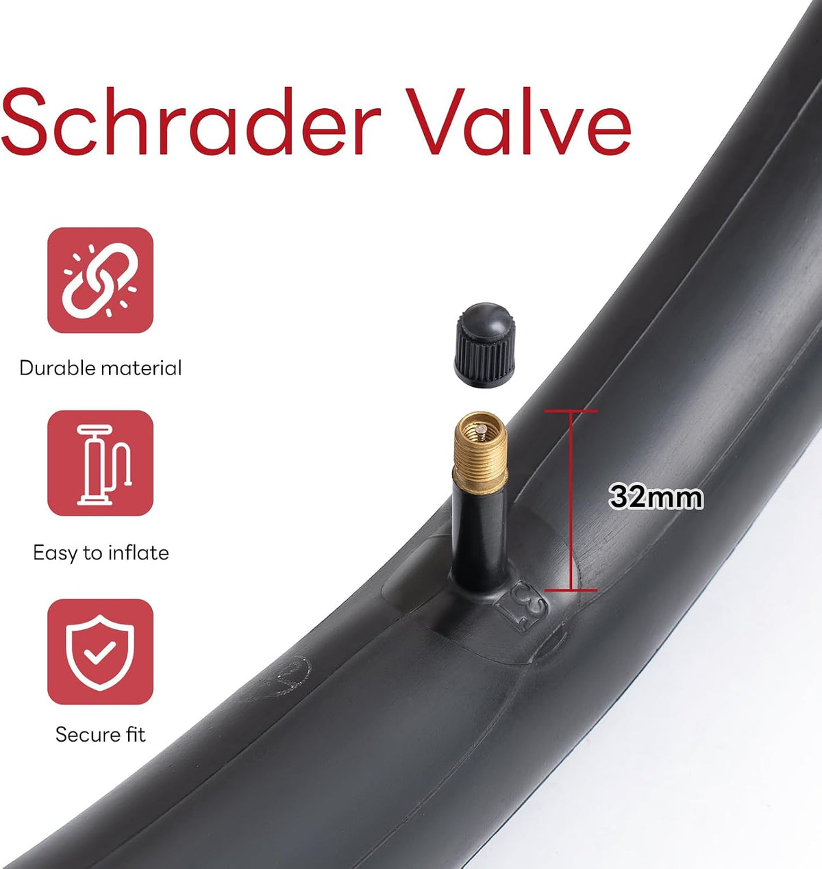 29x2.125/2.40 Heavy Duty Bike Tube - Replacement Bicycle Tube (Single) Reliable 26 x 2.10-2.40 Bike Inner Tube AV32mm Schrader Valve for Various Cycling Scenarios