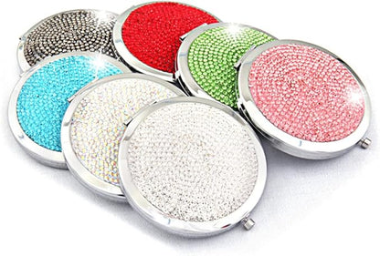 NOLITOY Round Diamond- Makeup Mirror Folding Lighted Travel Mirror Compact Portable for Women Artists