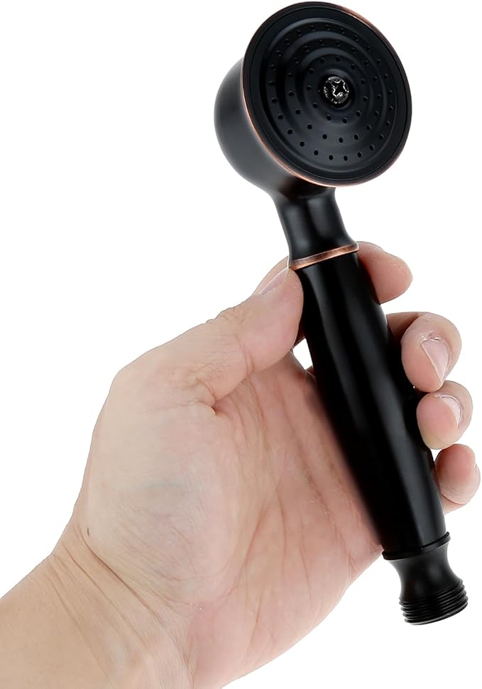 dophee Retro Style G1/2 Connector Brass Hand Shower Head, Nostalgic Telephone Style Fits Most Shower Hose (17cm Long, 5cm Head Diameter), Black