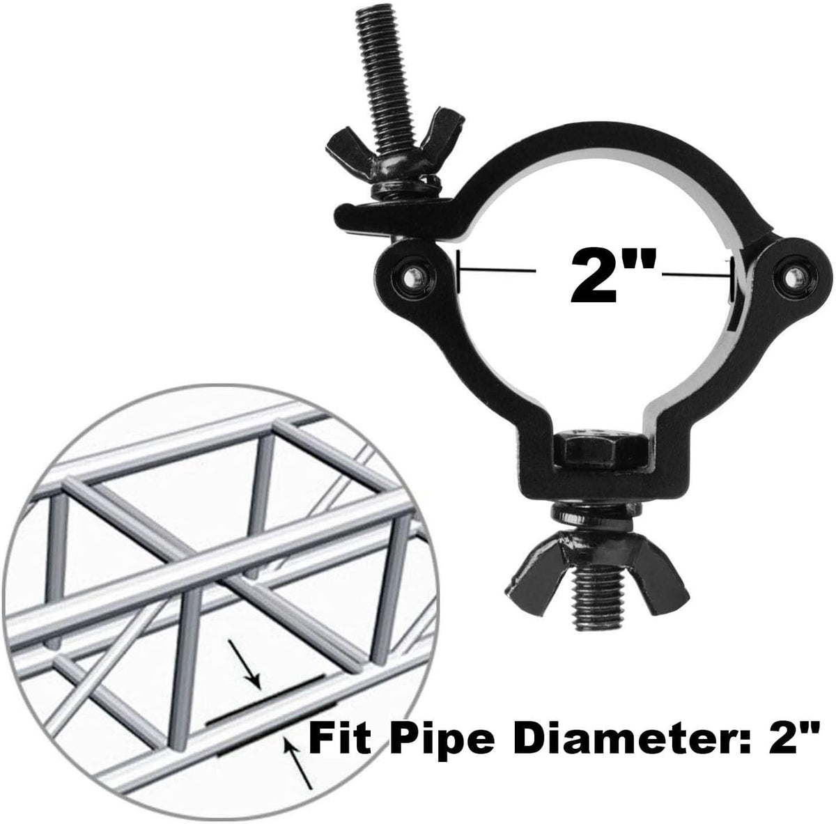 GBGS 20 Pack 2"Truss Clamp,DJ Stage Lighting Clamps,Max Load 220lbs,Black for Stage Moving Head Lighting