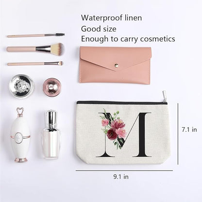 Initial Makeup Bag, Personalized Gifts for Women, Bridesmaid Gifts, Birthday Gifts for Women Mom, Gifts for Best Friend, Bride Bridesmaid Cosmetic bag (Letter M)