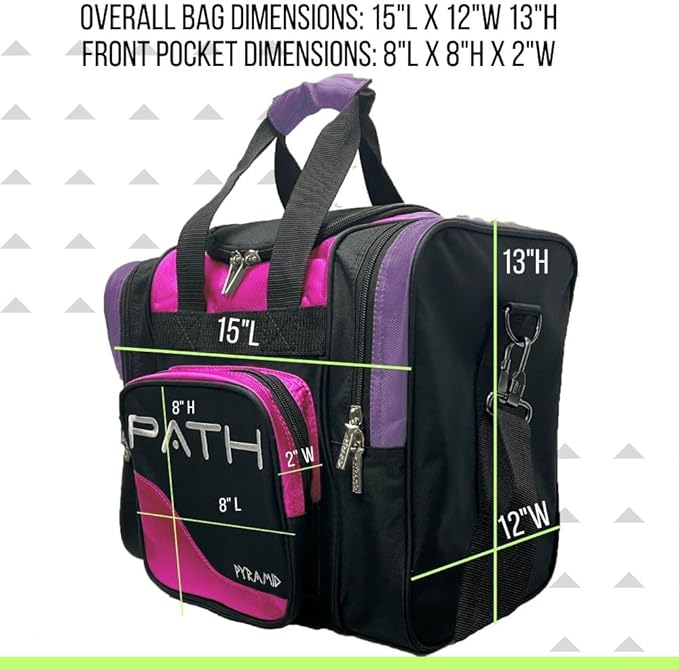 Pyramid Path Pro Deluxe Single Bowling Ball Tote Bowling Bag - Holds One Bowling Ball, One Pair of Bowling Shoes Up to Mens 15 Shoes and Accessories