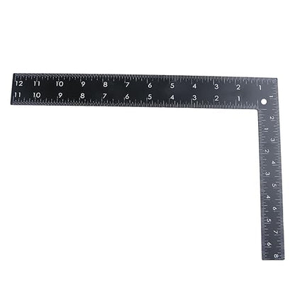 Mtsooning Metal L Square Ruler,90 Degree Right Angle Metric and Inches Ruler, 8 x 12inch Double Sided Ruler, Steel Tempered Measuring Tool for Carpenter Framing DIY Leather Handmade Sewing