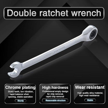 KATUR 7mm Fixed Ratcheting Wrench and Handle Spanners Hand Tools Set Chrome Vanadium Steel Metric Combination Ended Standard Kit (7mm)