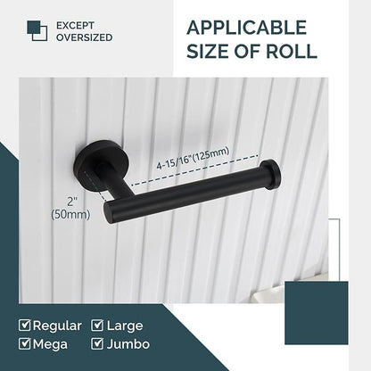 Toilet Paper Holder Matte Black, Angle Simple Stainless Steel Bathroom Tissue Dispenser, Toilet Roll Hanger for Wall