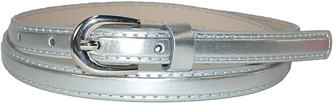 CTM Women's Skinny Dress Belt, Medium, Silver