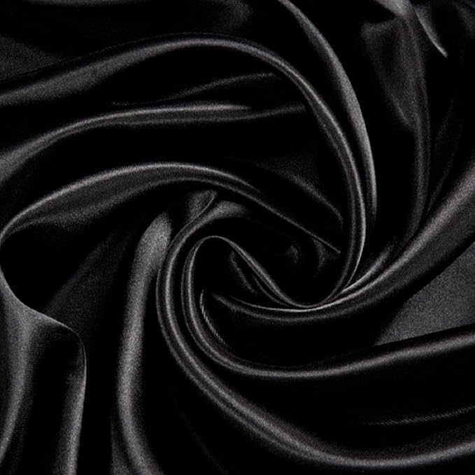 3 Piece Set - Super Soft Easy Care Satin Silk 3 Piece Set with 12'' Deep Pocket - Wrinkle, Fade, Stain Resistant - 3 Piece - (1 Fitted Sheet and 2 Pillowcases) Queen Size, Black