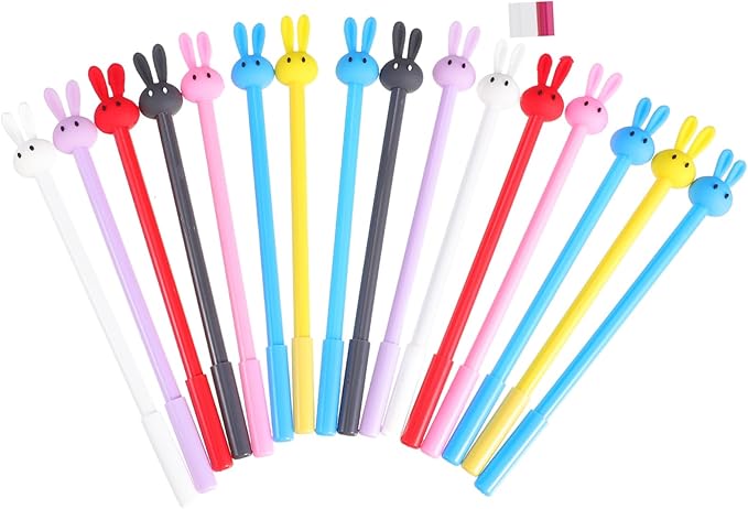 Office Ink Pens Rabbit Design 16pcs Plastic Gel Pens School Writing Stationery Smooth Writing Colorful Random Color