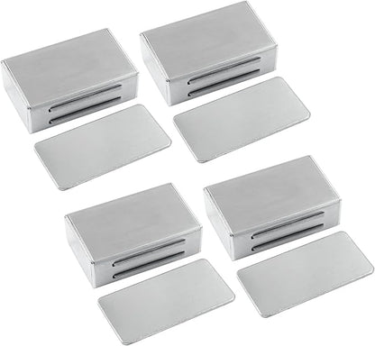 Waziaqoc 4 Pack Magnetic Door Catch, Stainless Steel Magnetic Latch with Adhesive, Ultra Thin Door Magnets, No Drilling Cupboard Magnetic Latches for Drawer Closet and Kitchen Cabinet