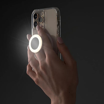 LuMee - Minis - Phone Grip - Cell Phone Holder wLightup Grip Mirror - Removable for Wireless Charging Suction Cup LED Light Ring for iPhone 16 Pro Max15 Pro Max 14 Pro Max 13 S25 Ultra Pixel 9