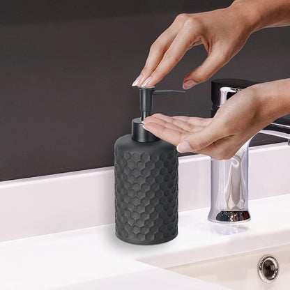 zccz Bathroom Accessory Set - 6 Pcs Black Bathroom Accessories Set with Trash Can, Toothbrush Holder, Toothbrush Cup, Soap Dispenser, Soap Dish, Toilet Brush Holder (Brush Not Included) - Accessoire Salle de Bain