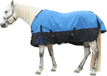 1200D Horse Blanket Waterproof Breathable Turnout (no Filling) Standard Neck Horse Sheet Blue Black 51inch