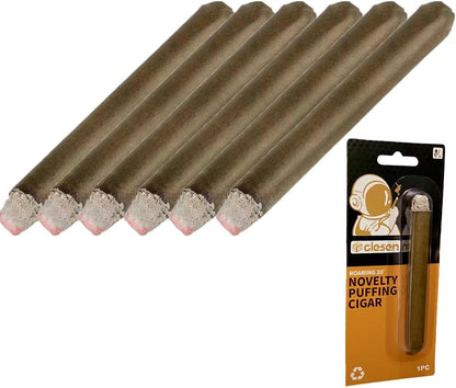 CLESEN Puff Cigar 4.5 Inch(6 Pack),that Blow Smoke,Durable ?Realistic,Ideal for Themed Parties,Prop for Prank, Halloween Costume, Movie, Or Theater Play Tricky Fun Gag Cool Toy,