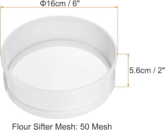 uxcell Stainless Steel Flour Sifter, 6Inch 50 Mesh Round Sifter Flour Sieve Mini Fine Mesh for Baking Cake Bread, White
