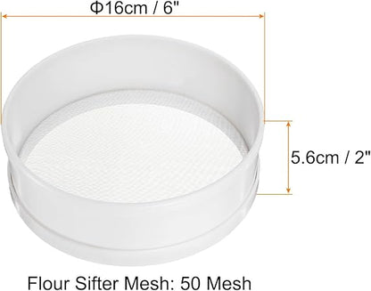 uxcell Stainless Steel Flour Sifter, 6Inch 50 Mesh Round Sifter Flour Sieve Mini Fine Mesh for Baking Cake Bread, White