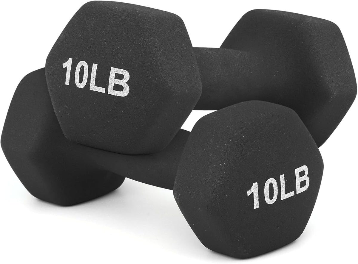 Neoprene Coated Dumbbell Hand Weights Set Ц 8LB, 10LB, 12LB, 15LB Pairs for Strength Training, Home Workouts and Full-Body Fitness, Hex Shape and Non-Slip Grip